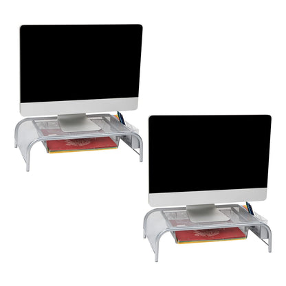 Mind Reader MESHMONSTA-BLK Soporte de Malla de Metal para Monitor y Organizador de computadora con cajón, Plateado 2 por Paquete, 1