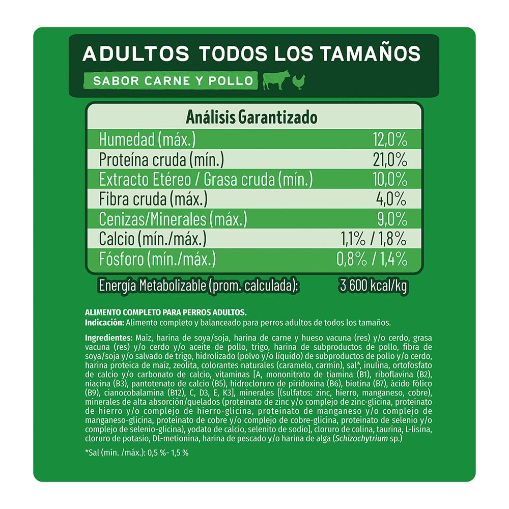 Purina Dog Chow Adulto Todos los tamaños Sabor Carne y Pollo 18Kg