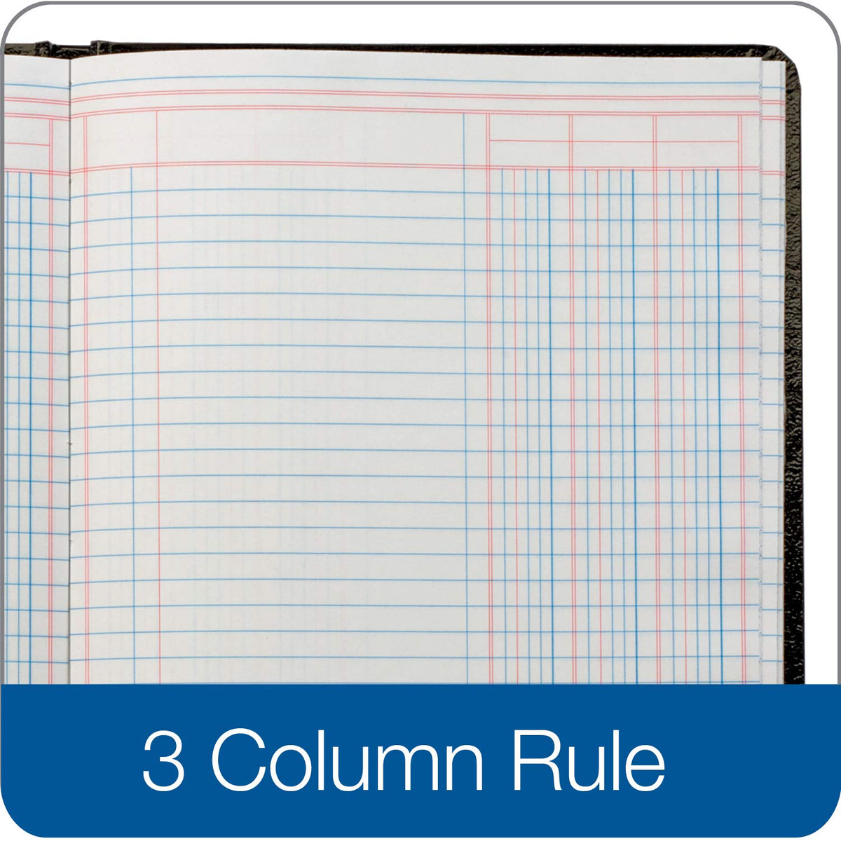 Adams libro de cuentas, 17,78 cm x 23,5 cm, negro, 3-columnas, 80 páginas (ARB8003M)