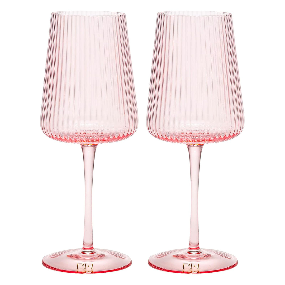 Paris Hilton Juego de 2 Copas de Cóctel Acanaladas, Rosa, 10 oz - Copa de vino