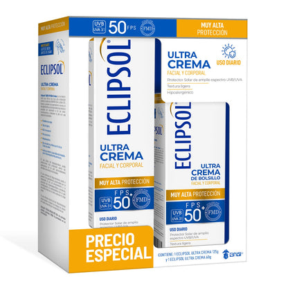 Eclipsol Ultra Crema de Bolsillo FPS50+ Protector Solar Facial 60g - Spf 50 - Juego de 2 piezas
