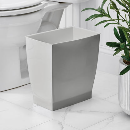 InterDesign 64783 Mono Rectangular Wastebasket Trash Can for Bathroom, Gray