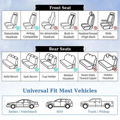 Coverado Juego completo de fundas de asiento de automóvil, fundas de asiento de piel morado para automóviles, protector de asiento delantero y trasero, funda universal impermeable para asiento de automóvil, fundas