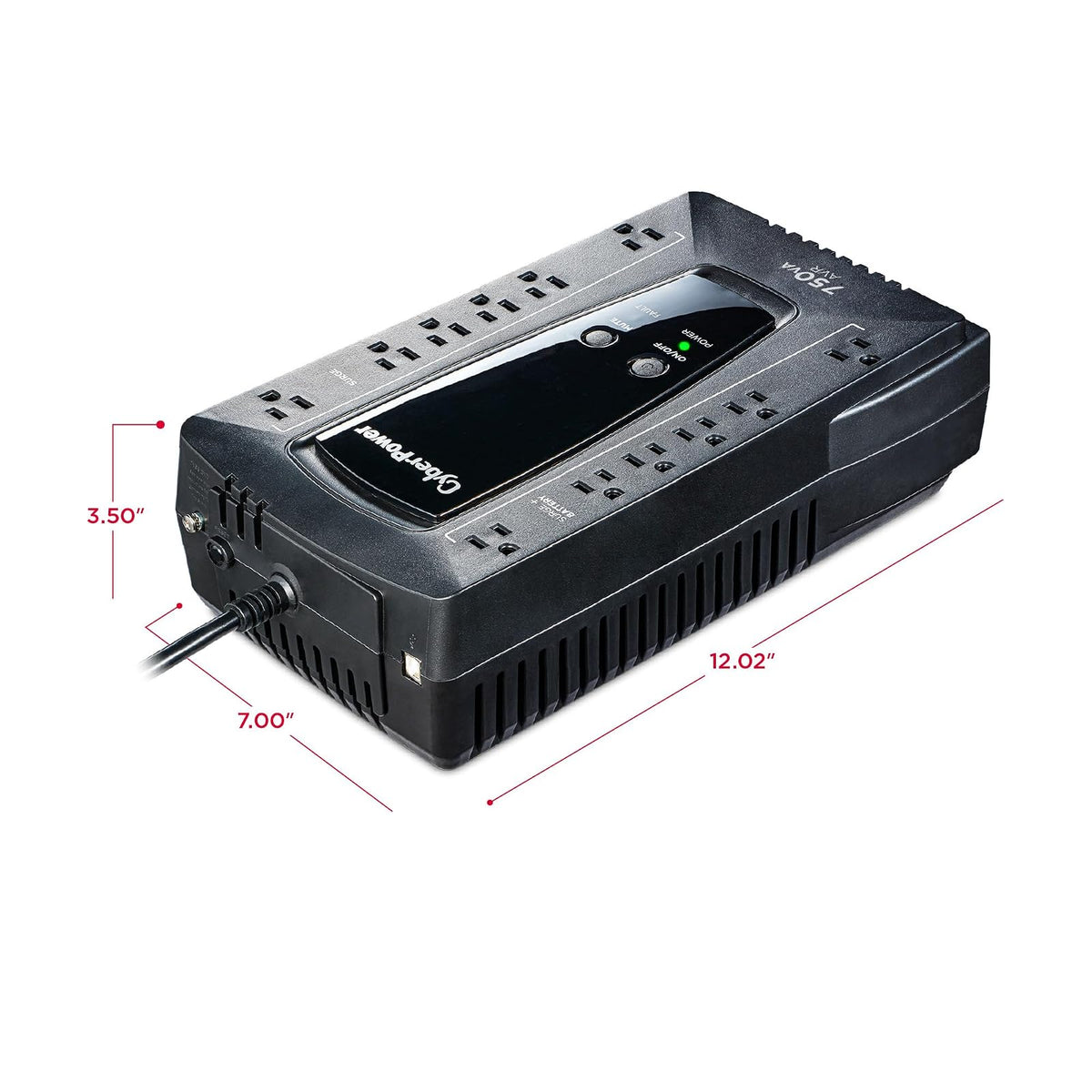 CyberPower UPS No-Break AVRG750U 750VA / 450W, Gabinete compacto, Regulador (AVR), 12 contactos, Garantía 3 años incluye batería