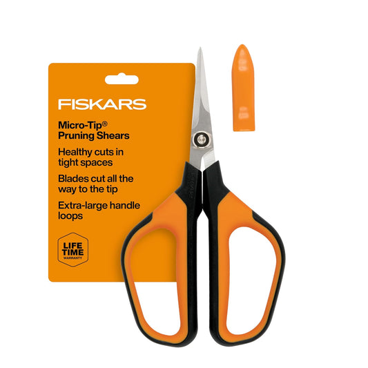 Fiskars - Tijeras de Jardín de 7 Pulgadas con Funda y Mango Suave Extragrande, Modernas, Naranja/Negro