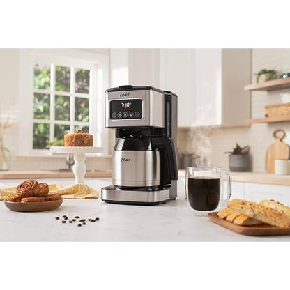 Oster Cafetera de Goteo Programable Capacidad 8 Tazas, Pantalla Táctil LED | Programa el café hasta 24 hrs de anticipación, pausa para servir, apagado automático, filtro reutilizable,