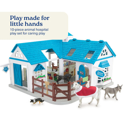 Breyer Stablemates Deluxe Animal Hospital | Juego de 10 Piezas | Escala 1:32 | 11.4 Pulgadas de Largo x 7.7 Pulgadas de Ancho x 9.2 Pulgadas de Alto, Modelo #59214, Azul