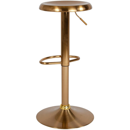 Flash Furniture Madrid Series Taburete de Metal Retro de Altura Ajustable con reposapiés, Barra Ajustable sin Respaldo o Taburete Giratorio de Altura de mostrador, Dorado