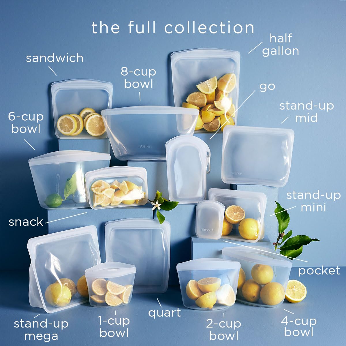 Stasher Bolsa de silicona reutilizable para alimentos, Transparente, Stand-Up, 1, 1