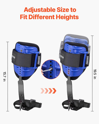 VEVOR Juego de Espuelas para Trepar Árboles, Escalada Ajustable en Altura, con Correas y Arnés, Carga de 159 kg, Espuelas de Acero de Alta Resistencia, para Recolección de Fruta y Caza, Azul