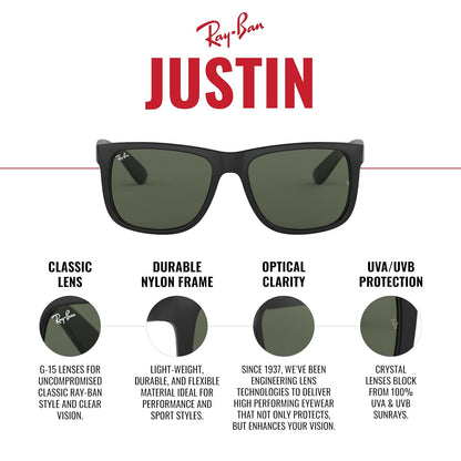 Lentes oscuros Ray-Ban, Rb4165 Justin, Unisex adulto