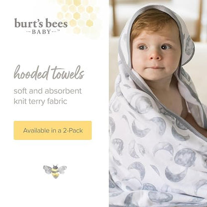 Burt's Bees Baby Toalla con Capucha Algodón Orgánico | Paquete de 2, 29x29 pulgadas, rizo de punto absorbente, 100% algodón orgánico GOTS