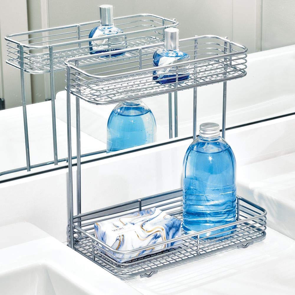 InterDesign Vienna 2-Tier Rectangular Shelf for Cosmetics and Toiletry Storage, Bathroom, Countertop, Desk, and Vanity