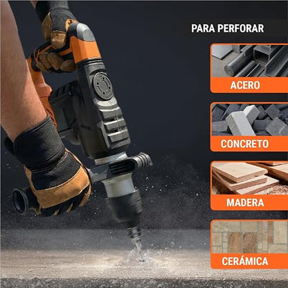 Truper PRO ROEL-60A, Rotomartillo SDS Plus/destornillador 6 J, 1500W