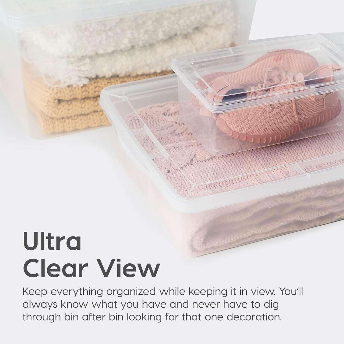 IRIS USA 6 Contenedores de 6 Qt con Tapa, Transparentes, Apilables | Ideal para zapatos, manualidades, oficina y despensa. Diseño transparente y anidable para organizar fácilmente.