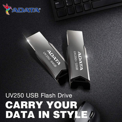 ADATA 16 GB Memoria Flash USB 2.0 Color Plata con Negro (Modelo UV250)