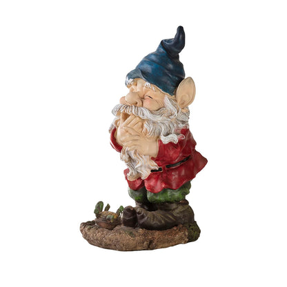 Alpine Corporation 15" Tall Outdoor Garden GNOME Smiling Yard Statue Decoration, Multicolor
