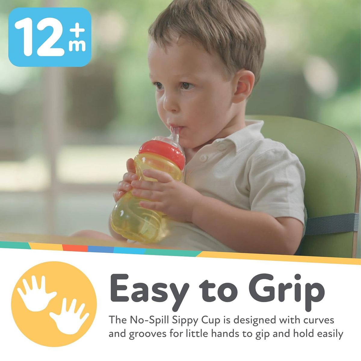 Nuby 3 Piece Girl No-Spill Cup with Flex Straw, 10 Ounce, Multicolor