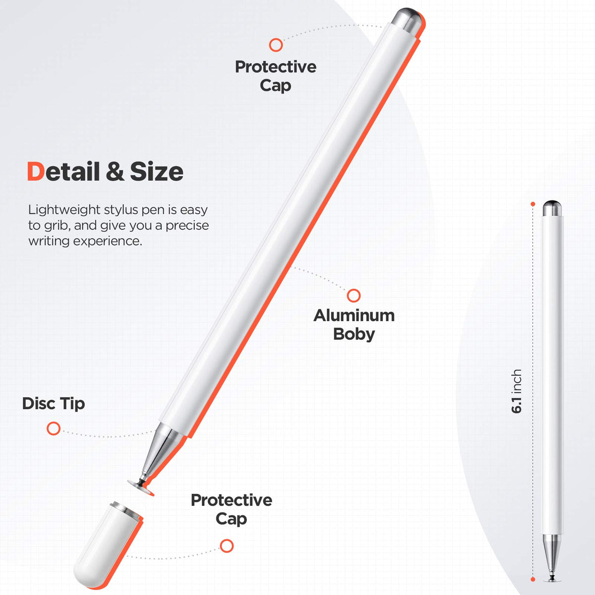 Oribox Stylus Pen - Lápiz Digital Compatible con Pantalla táctil de Punta Fina para iPad