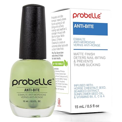 Probelle Anti-Bite - Tratamiento de mordeduras de uñas para niños y adultos - Esmalte de uñas sin mordedura para pulgares y chupar el pulgar - 9 Free - 5 fl oz (0.9 fl oz)