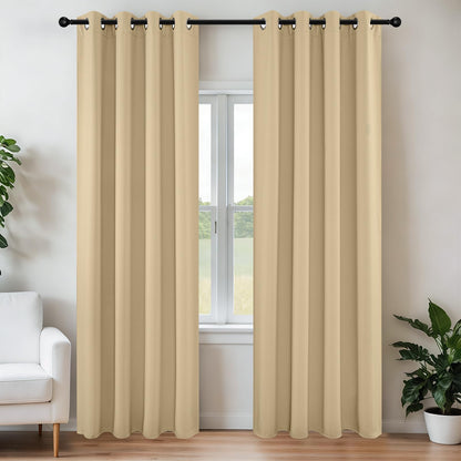 Joydeco Juego de Cortinas Opacas con Ojales, 2 Paneles - Beige - 132.1An x 213.4Al cm (2 Paneles)