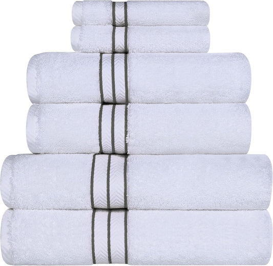 SIMPLI-MAGIC 79507 - Juego de 8 Piezas, 2 baños, 2 Manos, 4 paños de Lavado, 100% algodón Hilado en Anillo, Toallas Altamente absorbentes para baño, Gimnasio, Hotel y SPA, Gris