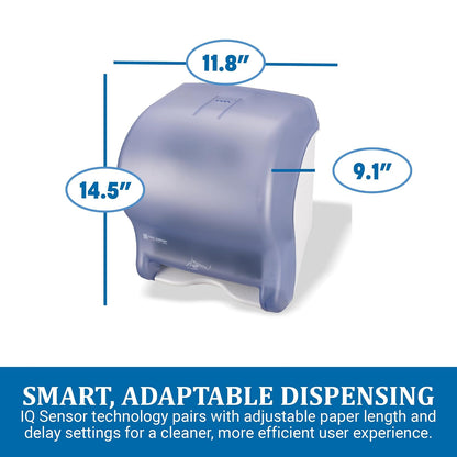 San Jamar - Dispensador de toallas de papel clásico Smart Essense - Dispensador electrónico de toallas para baño, cocinas y restaurantes, plástico, 9.75 x 14.50 x 12.50 pulgadas, azul