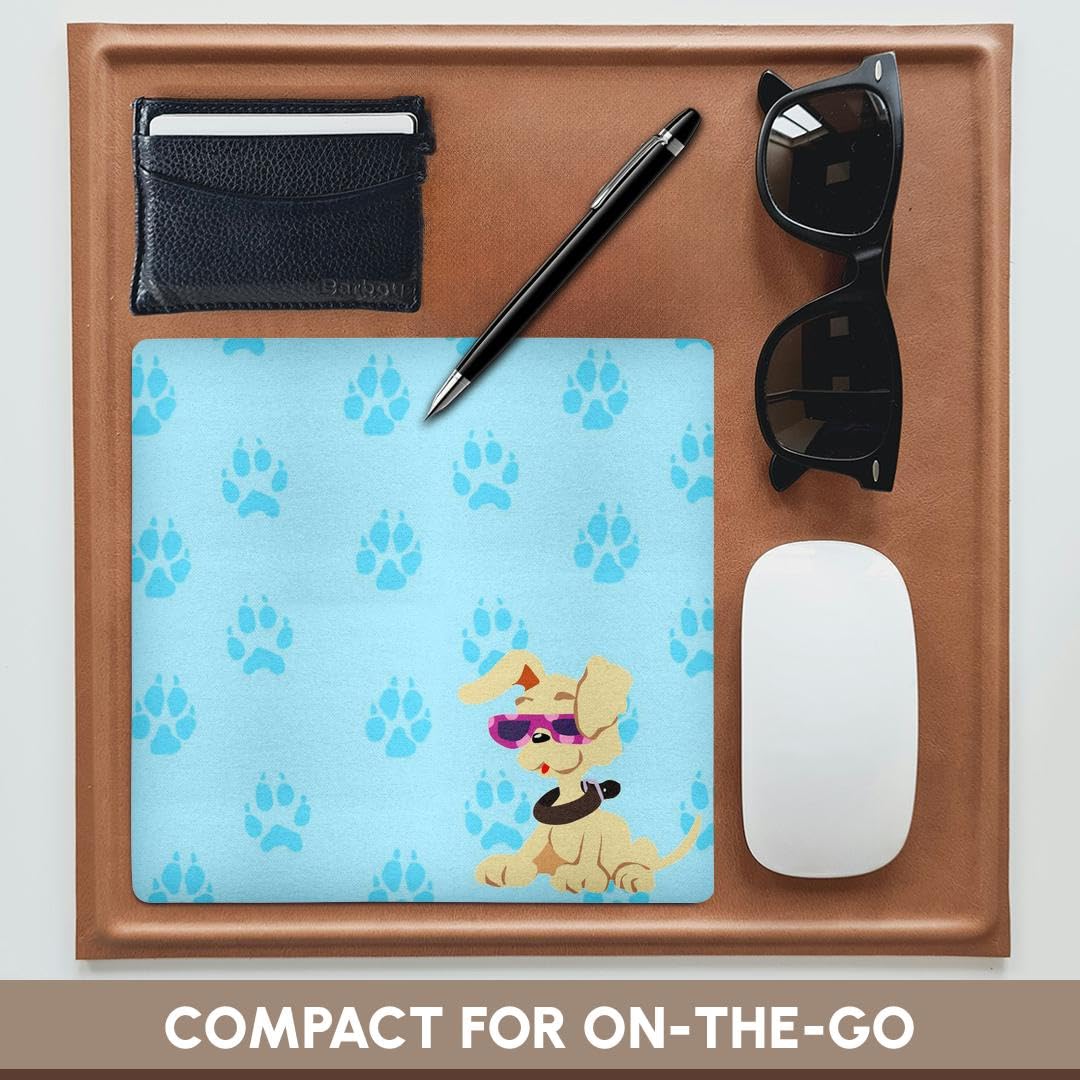 3dRose 8 x 8 x 0.25 Inches Mouse Pad, Cocker Spaniel and Pawprints with Blue Pattern (mp_63070_1)