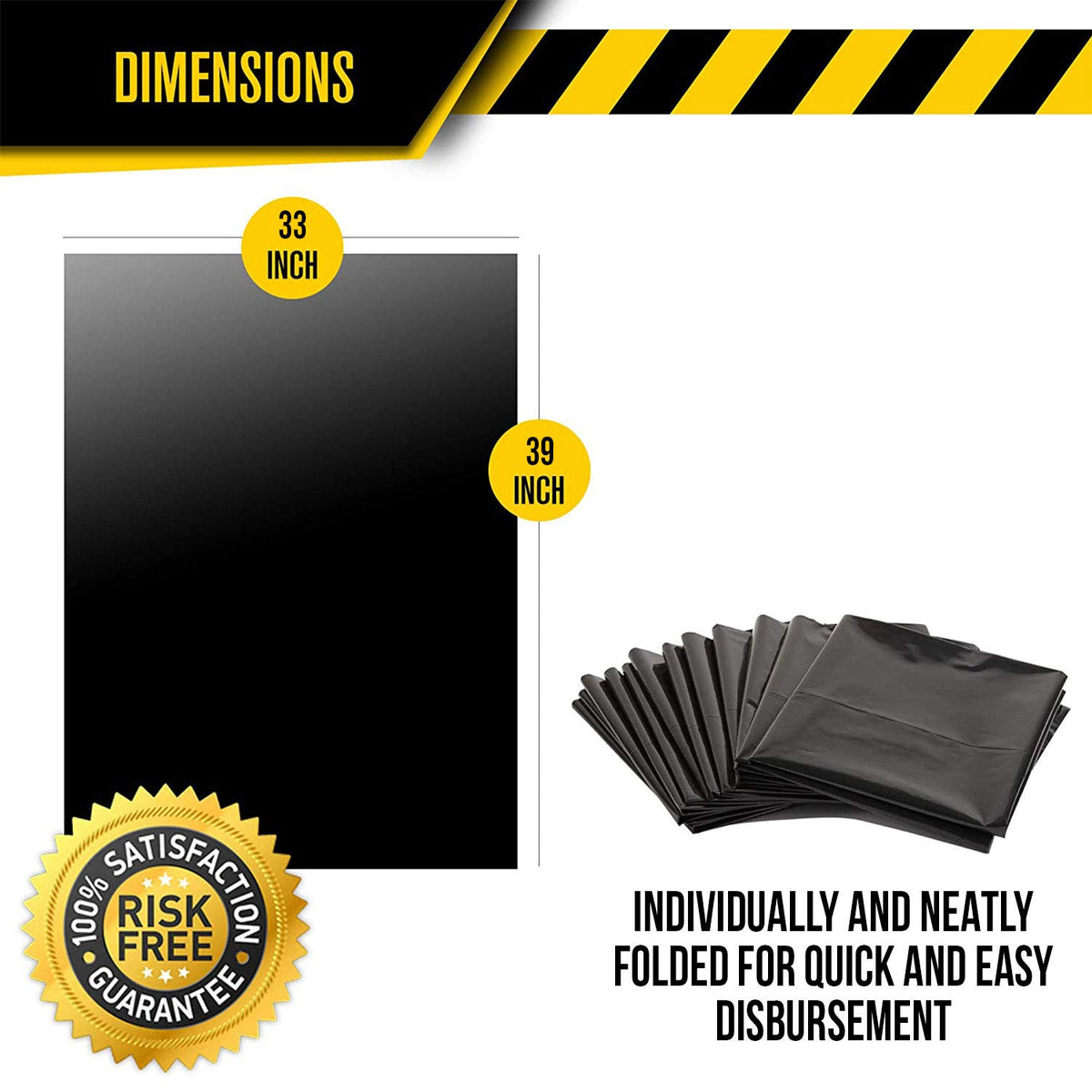 Aluf Plastics 33 Gallon 1.7 MIL (eq) Black Heavy Duty Trash Can Liners - 33" x 39" - Pack of 100 - For Contractor, Industrial, Commercial