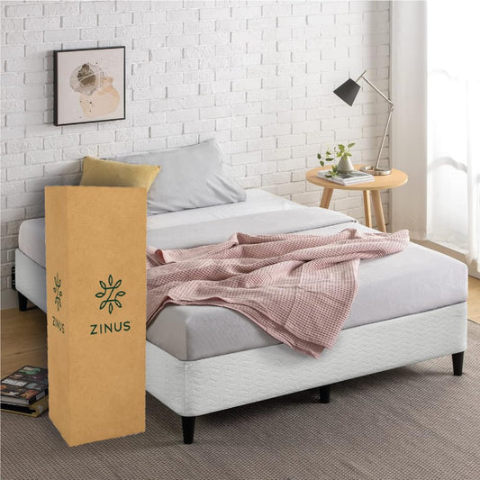 Zinus Keenan | Base de Cama Matrimonial de Acero con Soportes para Cabecera en Caja | Fácil de Armar y con Garantía de 5 años