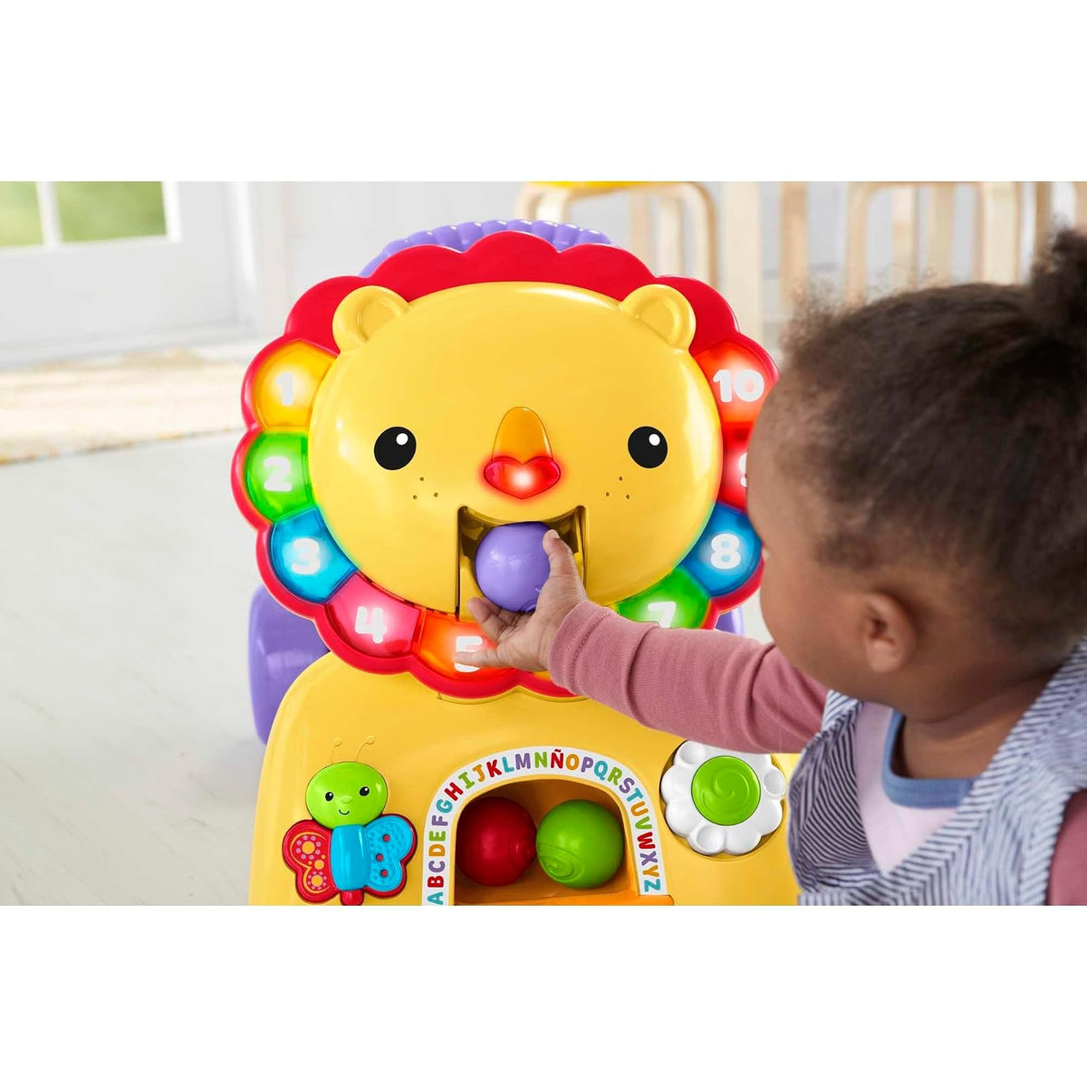 Fisher-Price Andadera León Camina Conmigo 3 en 1 6+ Meses | Modo sentarse, caminar y montar; botones luminosos de números y colores