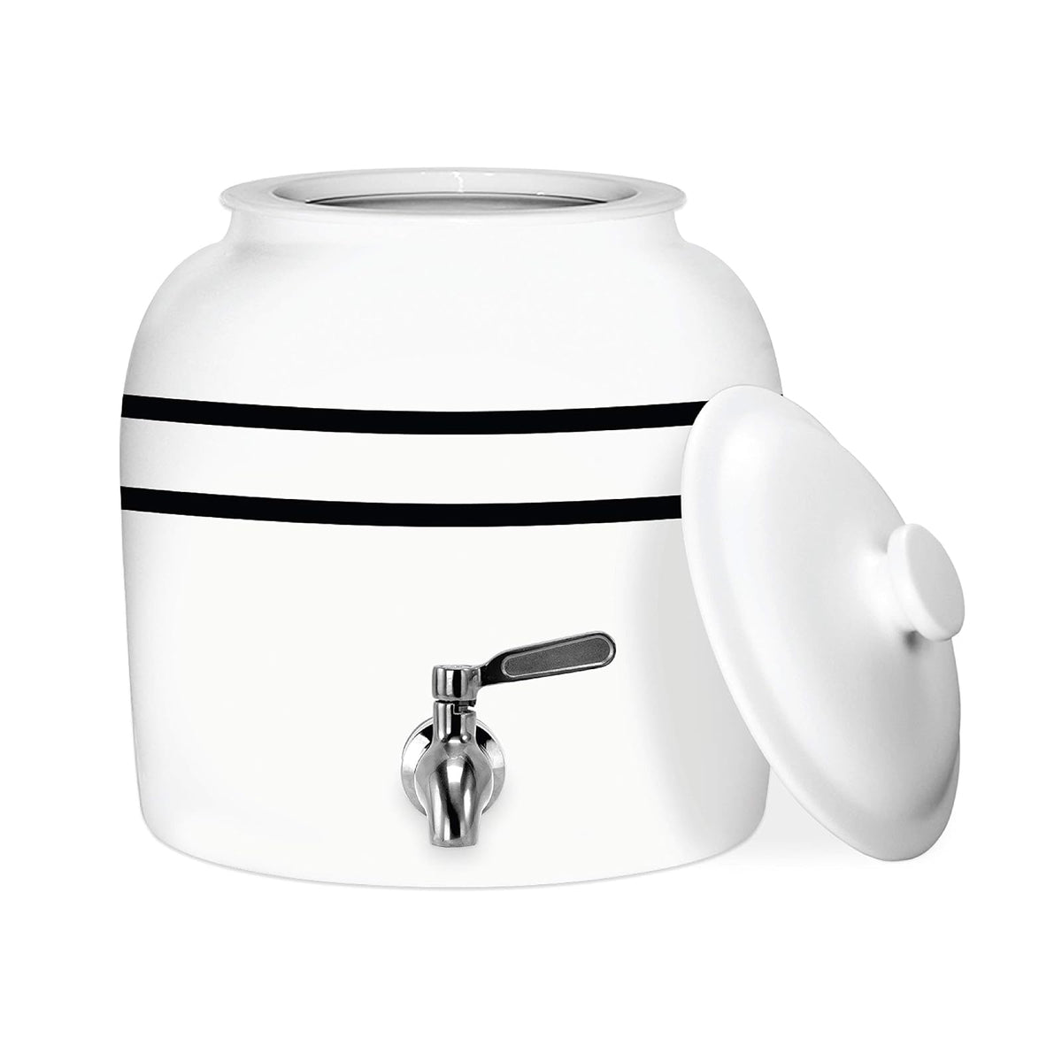 Geo Sports Bottle Geo Sports - Dispensador de agua de cerámica de porcelana, llave de acero inoxidable, válvula y tapa incluidas. Se adapta a jarras de 3 a 5 galones. última intervensión de BPA (rayas