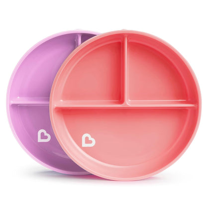 Munchkin Stay Put Platos De Succión Dividida Para Niños Pequeños, Azul/Verde