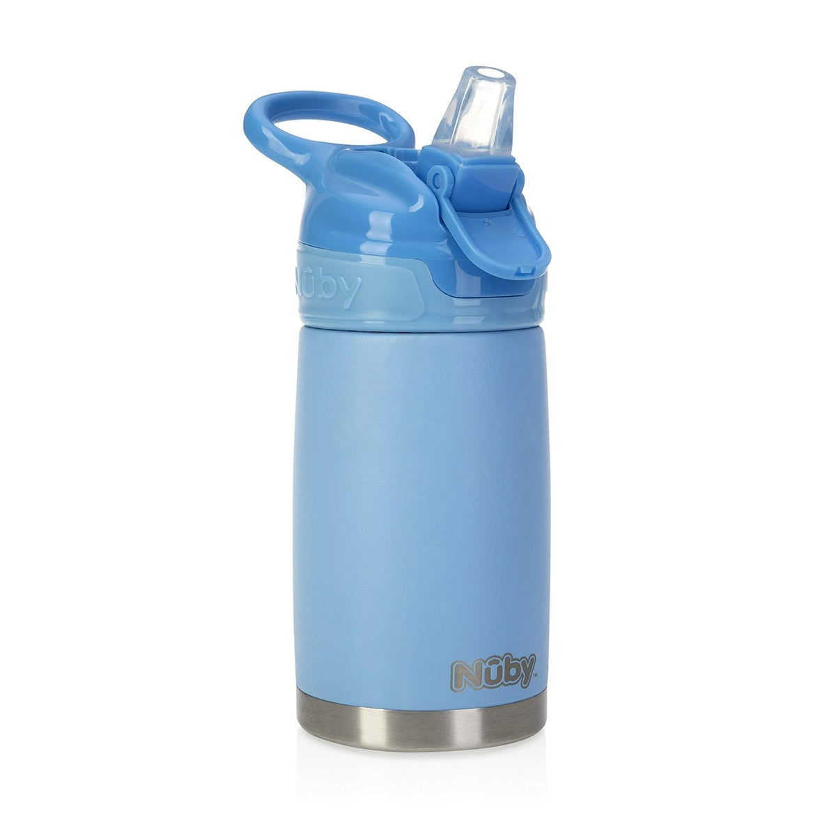 Nuby Thirsty Kids Taza de Viaje de Acero Inoxidable 300 ml, Blanco - Azul