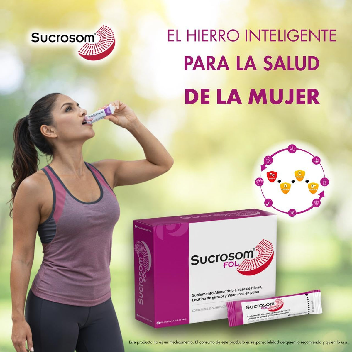 Sucrosom FOL Hierro Sucrosomial + Ácido Fólico y Vitaminas – Suplemento Alimenticio para la Mujer – Sobres en Polvo