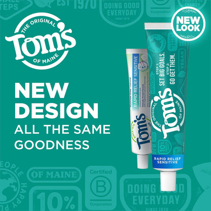 Tom's of Maine Rapid Relief Sensitive Natural Toothpaste Multi Pack, Fresh Mint, 3 Count