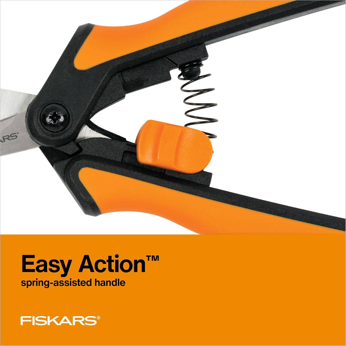Fiskars Tijeras de Podar de Micropunta 6 Pulgadas, Cuchillas de Acero Inoxidable Afiladas con Agarre Cómodo