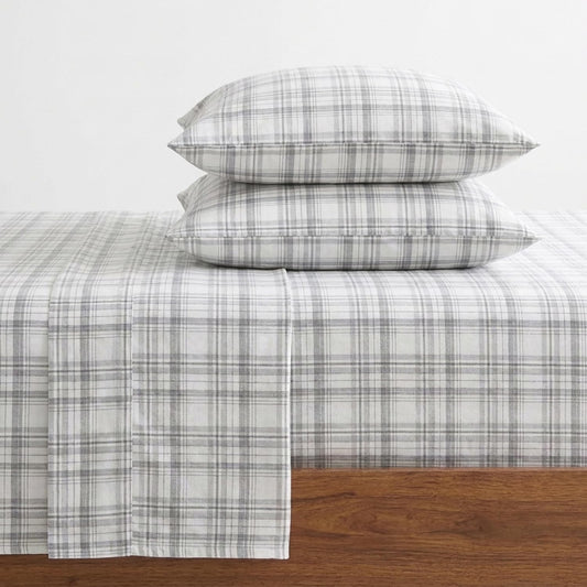Eddie Bauer Beacon Hill Flannel Sheet Set Twin Gray