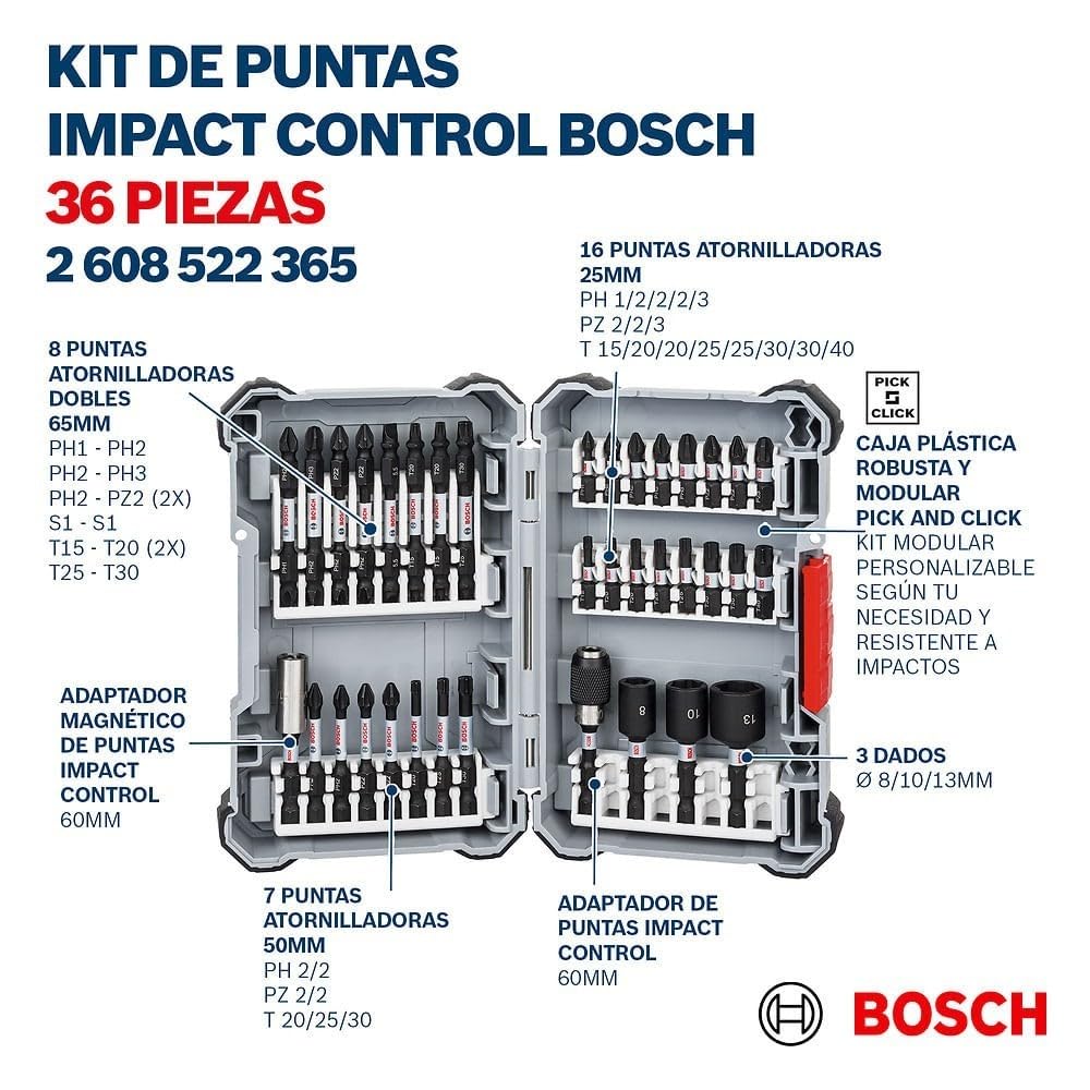 Bosch Kit de puntas y Dados Impact Control 36 und