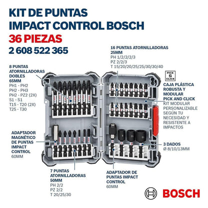 Bosch Kit de puntas y Dados Impact Control 36 und