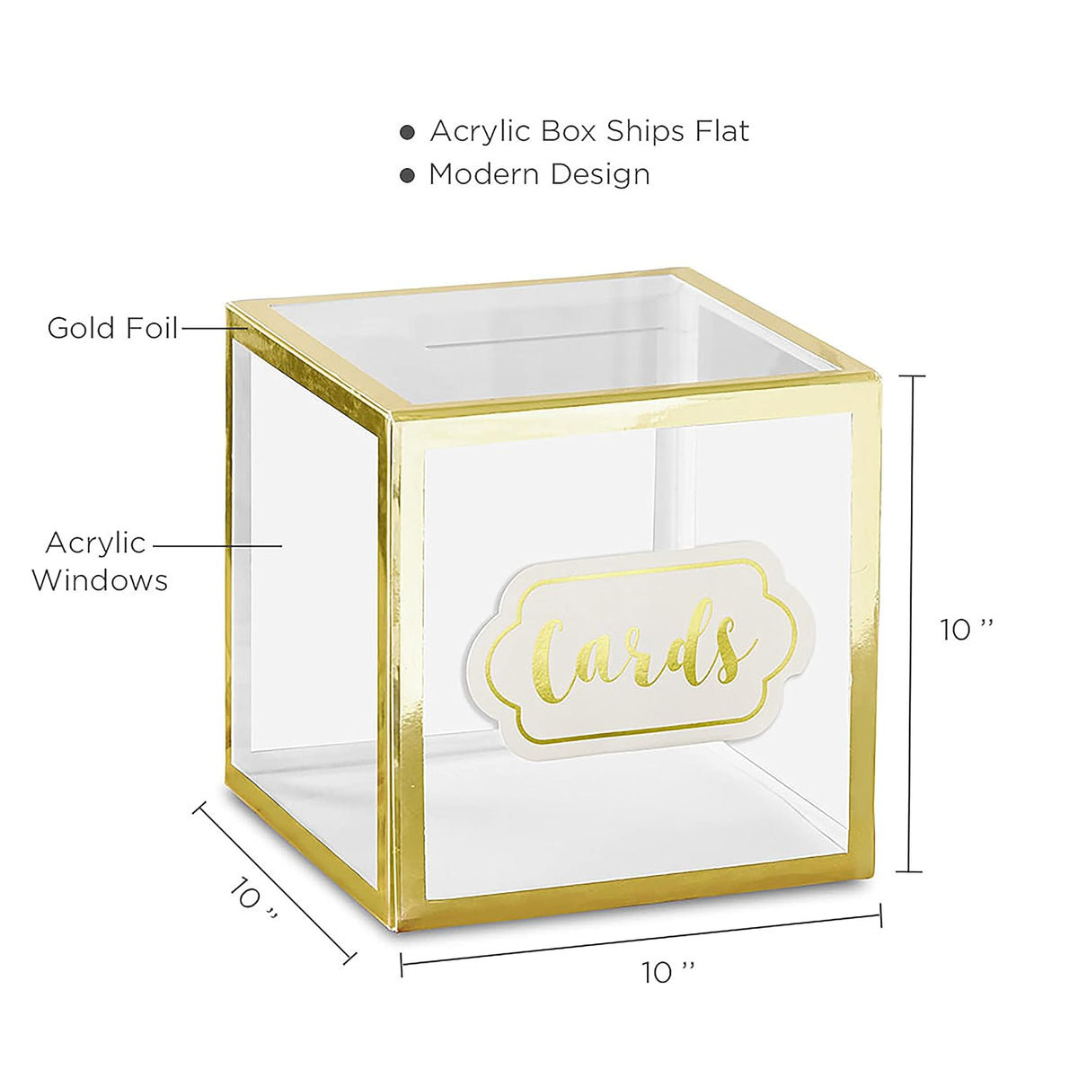 Kate Aspen - Caja para tarjetas de boda, talla única, transparente/dorado