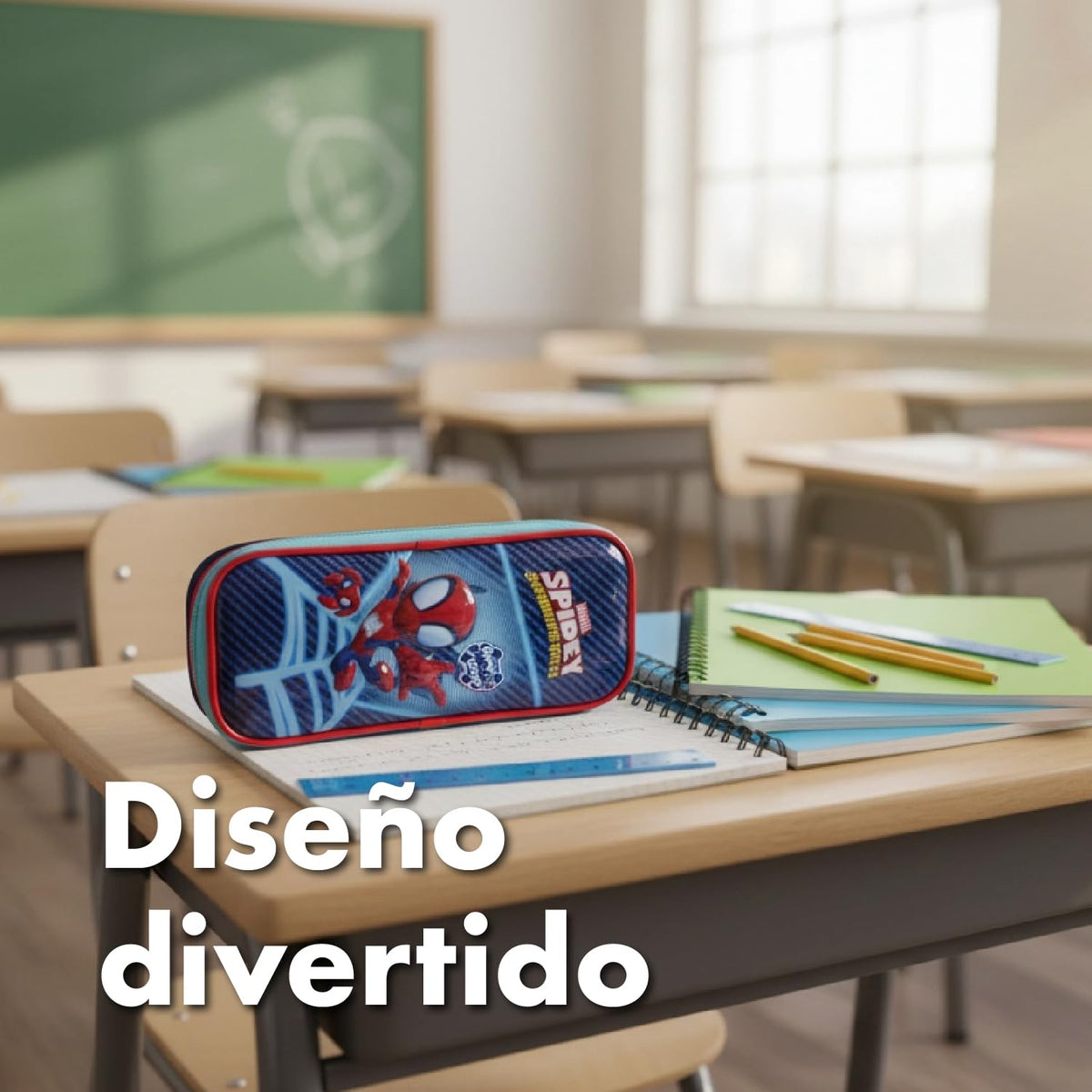Ruz Lapicera Doble Infantil y Preescolar | Spidey y Sus Amigos | 100% Poliéster | Estuche de Tela para Niños con Compartimentos Internos y Cremallera | Recomendado desde 3 años