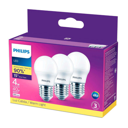 Philips LED Foco MINIBULB G45 3.5W (40W) Luz Cálida 3Pack