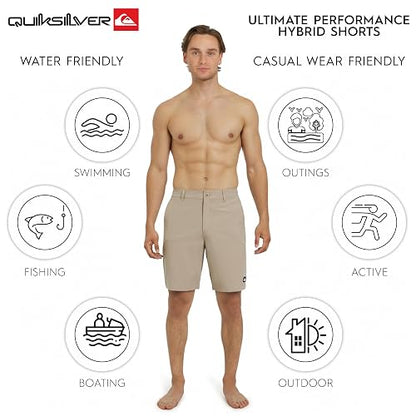 Quiksilver Regular Fit Fixed Waist Water Friendly Active Hybrid Shorts Pantalones Cortos Informales Hombre