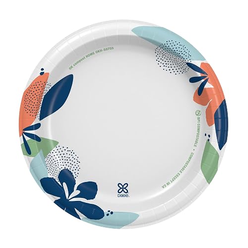 Dixie Paper Plates, 8 1/2 inch, Dinner Size Printed Disposable Plate, 90 Count