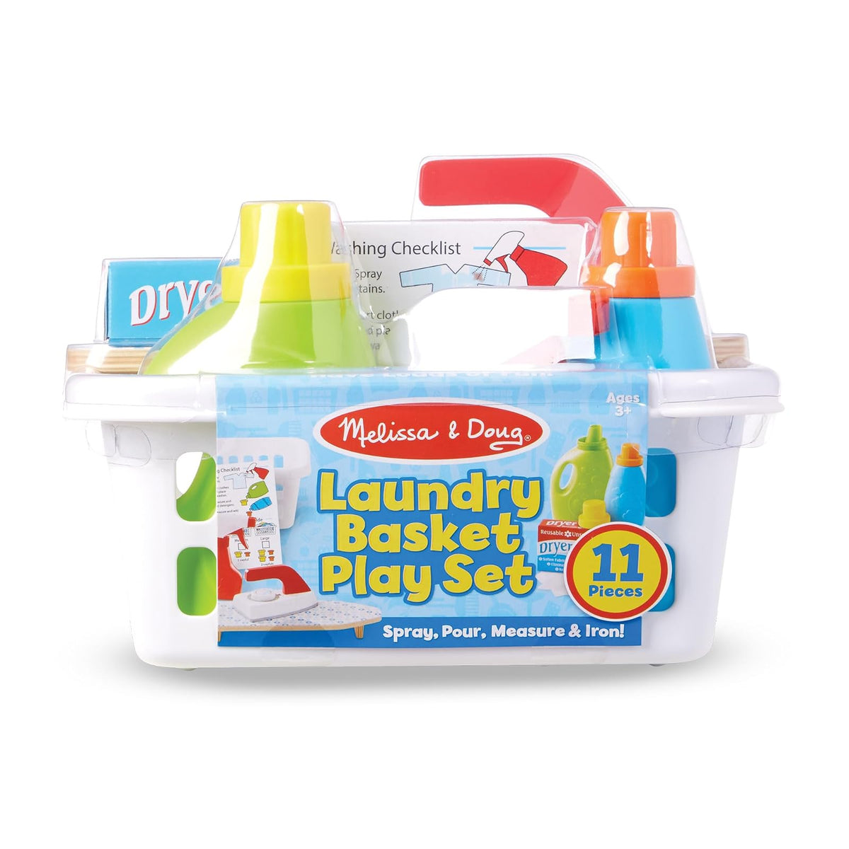 Melissa & Doug Juego de cesto para la Colada con Plancha de Madera, Tabla de Planchar y Accesorios (14 Piezas)