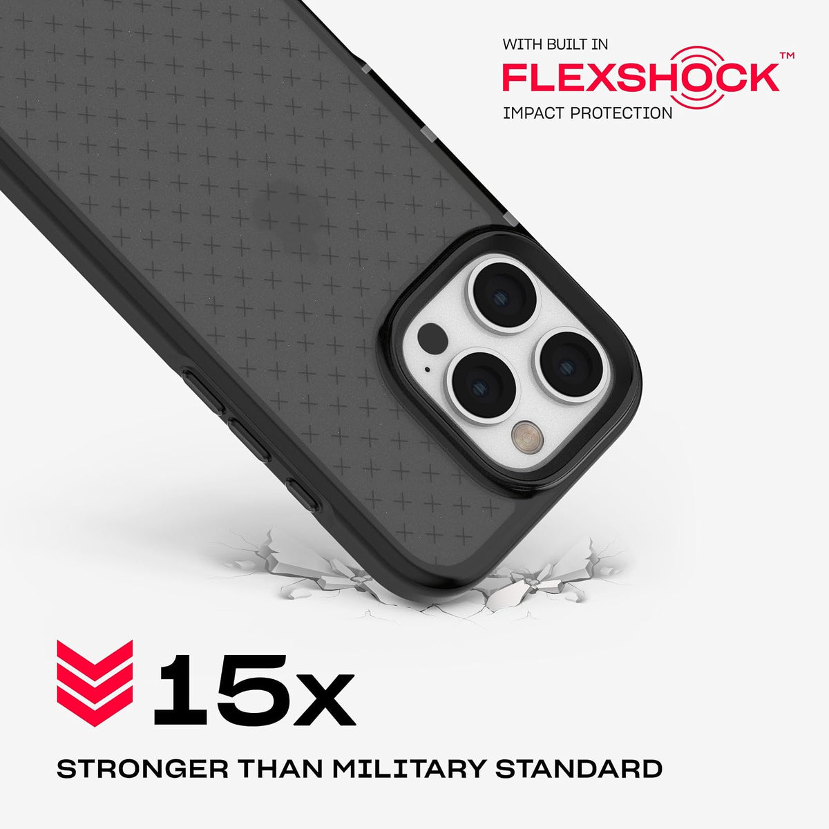 tech21 EvoCheck - Funda de protección contra Impactos para iPhone 16 Pro, Color Ahumado