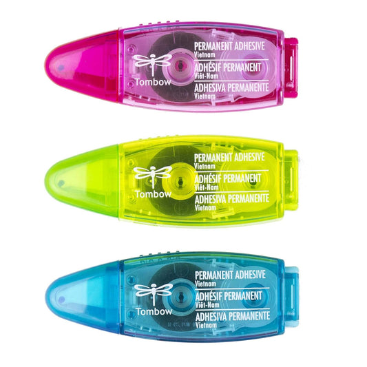 Tombow 62140 Power Mini cinta de pegamento, paquete de 3 aplicadores compactos fáciles de usar para una unión fuerte y permanente