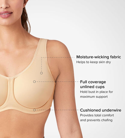 Wacoal Women's Underwire Sport Bra | Sin forro, aros, cobertura completa, alisado de espalda