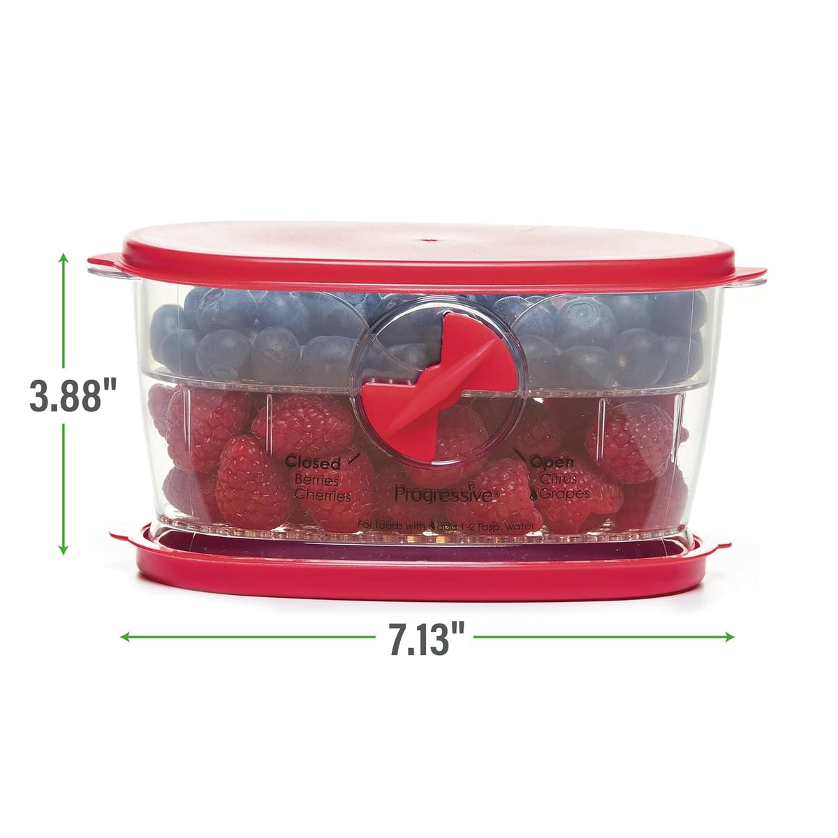 Progressive Recipiente para fruta fresca, vegetales, bayas y lechuga, Berry Keeper, Rojo, 2 Tazas, 1